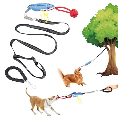 Dog Tree Tug of War Toy with Handles,Interactive Dog Pull Toy from Tree to Keep Them Busy, Multifunctional Combination Tether tug Toy with chew Ball - color: Stump and Single Handle Tug of War