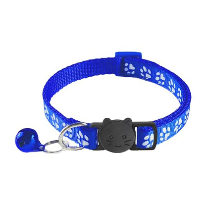 2 Pack Breakaway Cat Collars with Bells, Reflective Design and Claw Print Design, Safety Buckle Kitten Collars Adjustable from 7.5 to 12.5 Inches (Navy Blue) - color: Navy Blue
