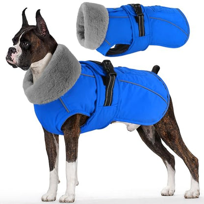 Dog Coat with Pocket, Waterproof Dog Jacket with Adjustable Buckle, Reflective Puppy Winter Coat Warm Turtleneck Fleece SnowJacket for Small Medium Large Dogs - Blue M - color: Blue, size: Medium(Chest:18.1"-24.4", Back:13.8")