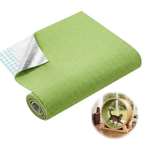 Breling Cat Wheels Mat Replacement Pad Exercise Wheel 144.5 x 14.55 Inch Cuttable Cat Scratching Carpet Pet Engaging Track Treadmill Accessories for Indoor Running, Training(Green,Solid Color) - color: Green