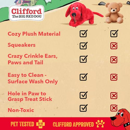 Clifford® Snuggle Buddy Plush Dog Toy | Cozy Dog Stuffed Animals Play Toy for Medium to Large Dogs | Comfort, Squeakers, Crinkle, Interactive Bonding - color: Red
