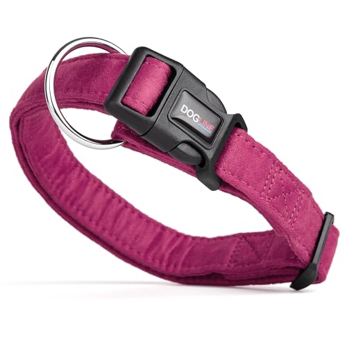 Dogline 15 to 25-Inch Comfort Microfiber Soft Padded Pet Puppy Dog Collar with Nylon Reinforcement, Large, 1-Inch Wide, Pink - color: Pink, size: 1-Inch Wide