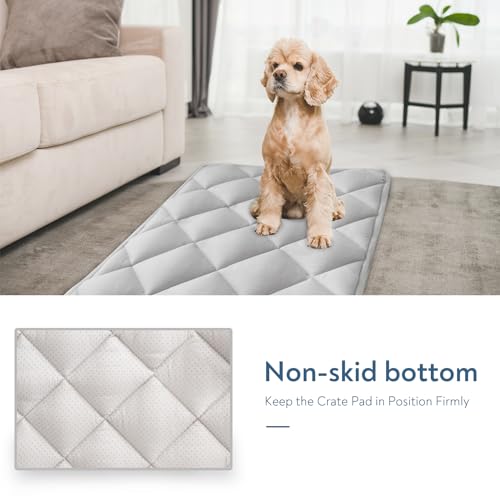 Magik & Kover Dog Crate Pad 2 Pack, Soft Dog Crate Mat with Anti-Slip Bottom, Machine Washable Kennel Pad, Fits 24 Inch, Grey - size: 24 x 18 Inch