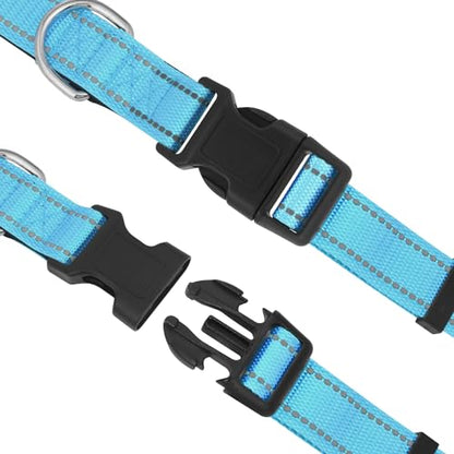 Dog Collars Adjustable for Puppy and Small Dogs, Heavy Duty Waterproof with Quick Release Buckle, Reflective Nylon Collar with Soft Neoprene Padded, XS, Sky Blue - color: Sky Blue, size: X-Small