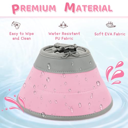 Cat Cone Collar Soft to Stop Licking, Adjustable, Foldable Lightweight Kitten Cones After Surgery Recovery for Cats & Kittens, Cat Cone Alternative, Easy Eating (Solid Pink, S) - color: Solid Pink, size: S