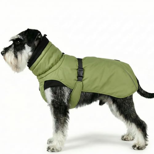 Dog Winter Coat, Warm Puffer Jacket with Fur-Safe Buckle & Leash Hole for Cold Weather, Water-Repellent Snow Vest, Breathable Thermal Apparel for Hiking & Active Dogs (Green, Medium) - color: Green, size: Medium