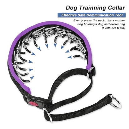 Martingale No Pull Dog Collar - Heavy Duty Nylon with Buckle, Adjustable Anti Pull Reflective Slip for Large Medium Small Dog Training Walking M Purple - color: Black Purple, size: M (15"-23" Neck, 1.5" Wide)