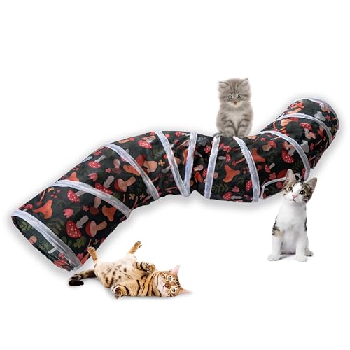 Sheldamy Cat Tunnel, S-2-Way Cat Tunnels for Indoor Cats, Collapsible Cat Play Tunnel, Interactive Toy Maze Cat House for Cats, Puppy, Kitty, Kitten, Rabbit - color: S-2 Way Mushroom