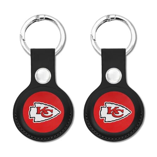 NFL Kansas City Chiefs Keychain Apple AIR TAG Holder 2-Pack for Dogs & Cats, Case for Apple Airtag Tracker, GPS Dog Tracking Device Pendant Holder - color: KANSAS CITY CHIEFS, size: 2 Pack, style: KeyChain Ring Buckle