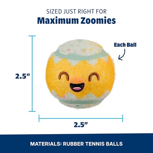 Barkbox Play Hatch Rubber Tennis Balls for Dogs & Puppies | Trio of Squeaky Fetch Balls for Bounce, Chase & Play | Durable, Engaging & Fun for Playful Pups - color: Play Hatch