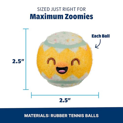 Barkbox Play Hatch Rubber Tennis Balls for Dogs & Puppies | Trio of Squeaky Fetch Balls for Bounce, Chase & Play | Durable, Engaging & Fun for Playful Pups - color: Play Hatch