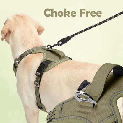 Funfox Dog Harness No Pull, Adjustable Pet Vest Harness, Super Soft Material with Vertical Handle Easy Control, Reflective Night Walking, 2 Leash Clips for Small Sized Dogs, Army Green, S - color: Army Green, size: Small