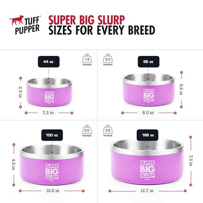 Tuff Pupper 100 oz Heavy Duty Insulated Stainless Steel Dog Bowl for Large Dogs, Non-Slip Base, Dishwasher Safe - color: Punch Pink, size: 100oz