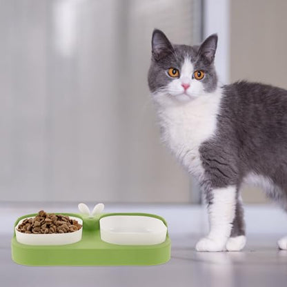 HEMOTON Cat and Dog Feeding Bowl Set Nonslip Plastic Pet Food and Water Bowls for Cats and Puppies Spill-Resistant Feeder for Home Use