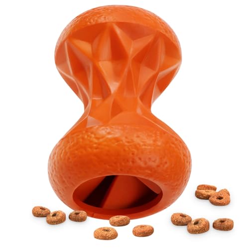 Dog Toys for Large Dogs – Durable Rubber Chew Toy for Aggressive Chewers,Interactive Treat Dispensing Puzzle Ball,Enrichment Dog Toy for Mental Stimulation,Slow Feeder & Boredom Relief,Bacon Gift - color: Orange, size: Large