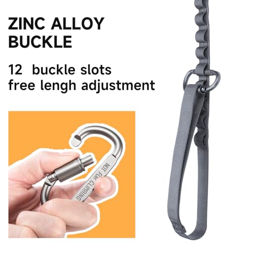 EXCELLENT ELITE SPANKER Tactical Bungee Dog Leash Military Adjustable Dog Leash Quick Release Elastic Leads Rope with 2 Control Handle（Grey - color: Grey