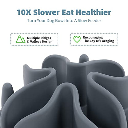 Jaoul Slow Feeder Dog Bowls Insert, Puzzle Slow Feeder Insert with 21 Octopus Suction Cups for Small Breed Dog Food Bowls (4 inch, Grey) - color: Grey, size: Small(4inch)