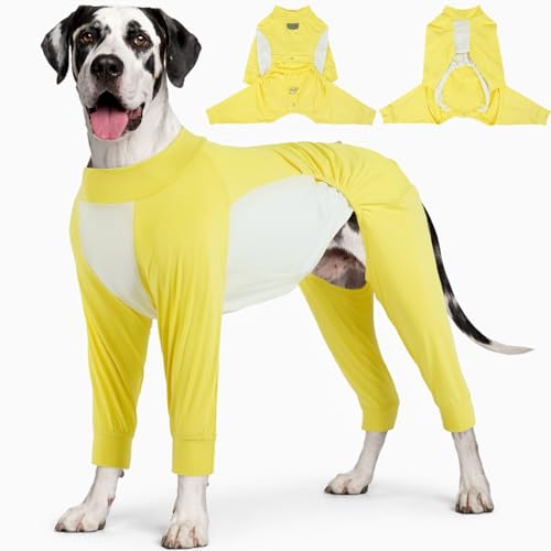 Dog UV Protection Shirt, 2-in-1 Dog Shirt with Pocket for Large Storage, Breathable Mesh Belly for Consistent Cooling Touch, Summer Dog Apparel for Giant Yellow 4XL - color: Yellow, size: 4XL