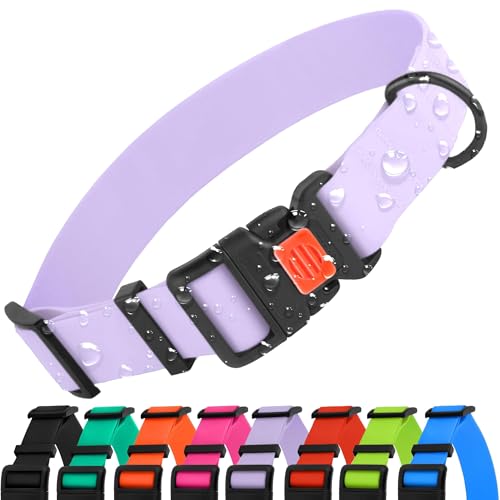 CollarDirect Waterproof Dog Collar - Silicone, Plastic Collar, Odor-Resistant, Easy to Clean, for Large, Medium, Small Dogs - Adjustable Collar with Breakaway Buckle (Neck Fit 18"-26", Lilac) - color: Lilac, size: Neck Fit 18"-26"