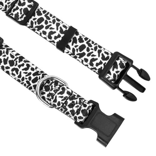 Reflective Dog Collar, Adjustable Soft Neoprene Padded Nylon Pet Collars with Buckle for Puppy and Small Dogs, Cats, Black White Cow,S - color: Black White Cow, size: Small