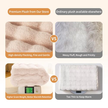 Dog Blanket, Reversible Sherpa & Bubble Fleece Pet Throw, Ultra-Soft Plush for Medium Dogs, Machine Washable, Anti-Static, Warm & Cozy, 39"×31" Inch White - color: White, size: 39"L x 31"W Inches