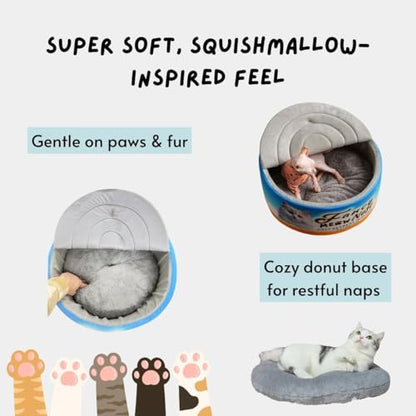 PECHVINO Covered Cat Bed – 19.7" Cozy Hideaway with Soft Lid Design – Enclosed Plush Cave for Indoor Cats and Kittens Can Shape Bed