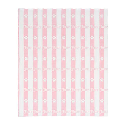 Juicy Couture Turquoise Pink/White Striped Dog & Cat Blanket with Sherpa Bone Shaped Pillow - Plush, Breathable, Lightweight, Machine Washable - color: Pink/White Juicy Stripes Hearts and Paws