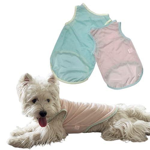 2Pcs Cooling Shirts for Small Dogs, Sleeveless Dog Vest, Lightweight Breathable Dog Summer Tank Top Sun Protection Shirts for Dogs Cats Pet Apparel (MintGreen Pink, X-Small Size for 1.1-3.3lb Pets) - color: MintGreen Pink, size: X-Small Size for 1.1-3.3lb