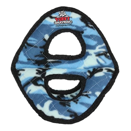 TUFFY- World's Tuffest Soft Dog Toy-Ultimate 3Way Ring-Camo Blue -Squeakers -Multiple Layers. Made Durable, Strong & Tough. Interactive Play (Tug, Toss & Fetch). Machine Washable & Floats - color: Camo Blue, style: 3-Way-Ring