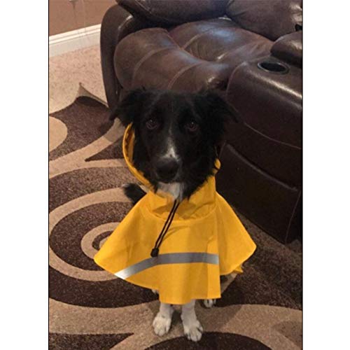 NACOCO Large Dog Raincoat Adjustable Pet Water Proof Clothes Lightweight Rain Jacket Poncho Hoodies with Strip Reflective (M, Yellow) - color: Yellow, size: Medium (Pack of 1)