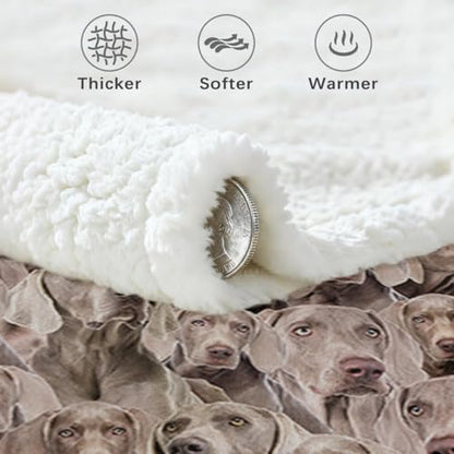 BlessLiving Weimaraner Fuzzy Dog Blanket for Kids Adults - Cute Puppy Fleece Blanket with Animal Pattern - Reversible Sherpa Couch Sofa Bed Throw (50 x 60 Inches) - color: Weima Dog 1, size: Throw, 50 x 60 Inches