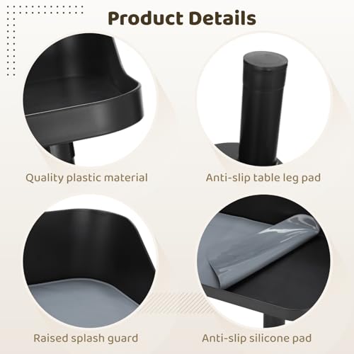 Elevated Dog Food Bowl Stand, 0.9-8.39 in Adjustable Raised Feeding Station, Splash Proof Pet Feeder with Non-Slip Silicone Pad, Neck Protection Eating Table for Large Medium Puppy Dogs Cats