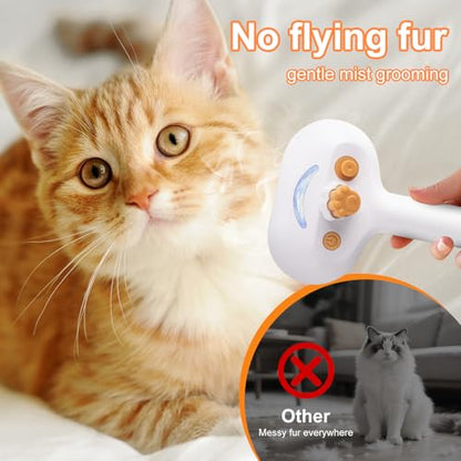 3-in-1 Pet Steam Brush Set for Dogs & Cats, Grooming Comb with Spray, Defur Tool, Water-Assisted Hair Removal, Gentle Cat & Dog Spritz Brush, Multi-Purpose Steam Grooming Kit - size: 7.8″-10ML