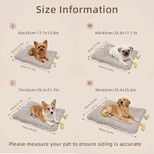 Washable Dog Bed Mat, Soft Dog Cushion with Side Zip, Anti-Slip Cat Bed Pad with Bolster Around, Pet Sleeping Mat for Cat, Small, Medium Dogs, Dryer Friendly (29.5 * 21.6in)
