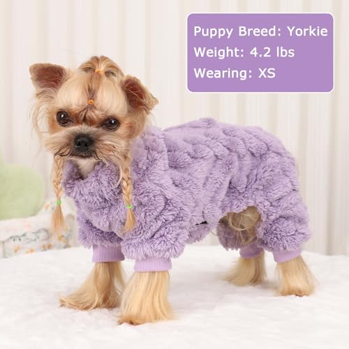 Dog Sweater Fleece Turtleneck Winter Dog Clothes for Small Dogs Girls Boy, Warm Fleece Puppy Pajamas Onesies, Pet Clothes Puppy Sweater Pjs, Doggy Jumpsuits Doggie Outfit, Purple, XXS - color: Purple, size: XX-Small (Chest 11in )