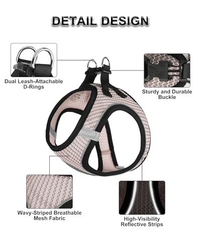 Dog Harness Small Sized and Leash Set, Step in Soft Light Puppy Vest, Breathable Mesh Pet Harness Suitable for Puppies and Kittens. (Pink, XXS(Chest:10.24-11.81")) - color: Pink, size: XXS(Chest:10.24-11.81")
