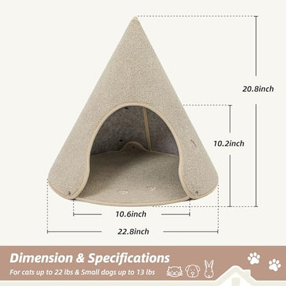 BEQHAUSE Cat Beds for Indoor Cats, Cat Cave Bed with Non-Slip Bottom, Anti-Scratch Cat House Cat Tent for Kittens and Small Dogs, Foldable Kitten Hideaway Machine Washable,22.8 * 22.8 * 20.8in, Beige - color: Beige