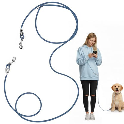 8.2ft Hands Free Dog Leash,Versatile Waist & Crossbody Lead for Medium Dogs,Waterproof & Adjustable for Running Jogging Walking, 360° Swivel Metal Buckle (Blue) - color: Blue