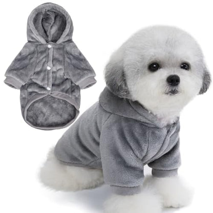 FabriCastle Dog Hoodie Sweater for Small Dogs Boy and Girl, Dog Clothes XS XXS Puppy Sweatshirt, Pet Outfit, Cat Clothing Super Soft Warm Snap On Closure (Light Grey, XX-Small) - color: Light grey, size: XX-Small