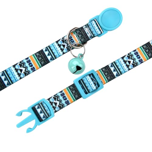 Cat Collar Breakaway with Bells, 3 Pack Girl Boy Pet Cat Collar with Bohemia Floral Tribal Geometric Patterns, Adjustable 7.5-12 Inch, with Safety Buckle for Kitten Cat(Set B) - color: Set B