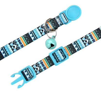 Cat Collar Breakaway with Bells, 3 Pack Girl Boy Pet Cat Collar with Bohemia Floral Tribal Geometric Patterns, Adjustable 7.5-12 Inch, with Safety Buckle for Kitten Cat(Set B) - color: Set B