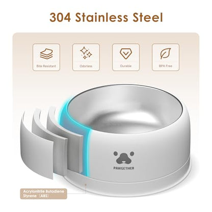 PAWGETHER® Stainless Steel Dog Bowls, Dog Food and Water Bowl Non-Slip Easy to Clean Dishwasher Safe for Puppy Small Medium Dogs Cats White 34oz - color: White (34oz)