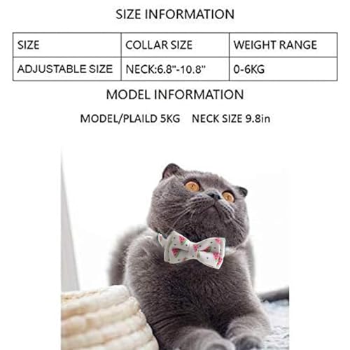 Cat Collar Breakaway with Bell and Bow Tie, Plaid Design Adjustable Safety Kitty Kitten Collars(6.8''-10.8'') (Watermelon) - color: Watermelon