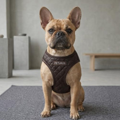Step in Dog Cat Harness Choke Free Escape Proof Pet Vest Quilted Vegan Leather Breathable Mesh Padded for Small Medium Dogs (Chocolate Brown, XL) - color: Chocolate Brown, size: XL: Neck=14-18'', Chest:21-23''