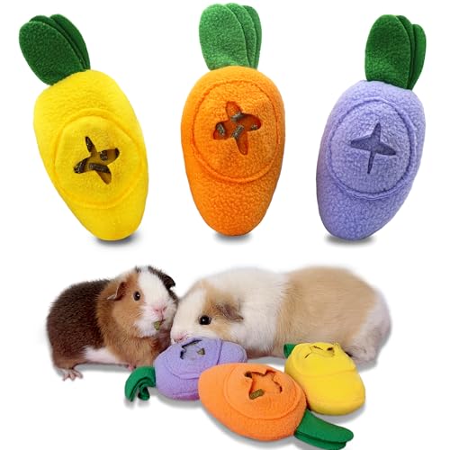 3Pcs Guinea Pig Forage Toys, Guinea Pig Toys Enrichment for Boredom, Washable Puzzle Feed Game Slow Feeder, Snuffle Ball Treat Dispenser Feeding Toy, Exercise Acitivity Foraging Toy (Random Color)