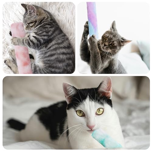 3 Pack Catnip Toys,Soft and Durable Cat Pillows Toys, Rich Color Catnip Toys,Indoor Interactive Cat Kicker Toy, Companion Toys for Cats (Pastel Set) - color: Pastel Set