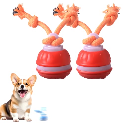 LECDOA Interactive Dog Toys, Smart Touch-Activated Automatic Rolling Ball, USB Rechargeable Bouncing Dog Ball, Suitable for Cats and Small to Medium-Sized Puppies (Orange 2pcs) - color: Orange 2pcs