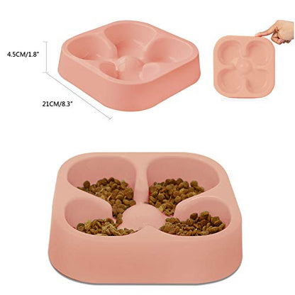 Healthy Slow Feeding Dog Bowl for French Bulldog -Slow Feeder Dog Bowl No Chocking Dog Cat Food Water Bowl with Four-Leaf Clover Pattern (Pink) - color: Pink
