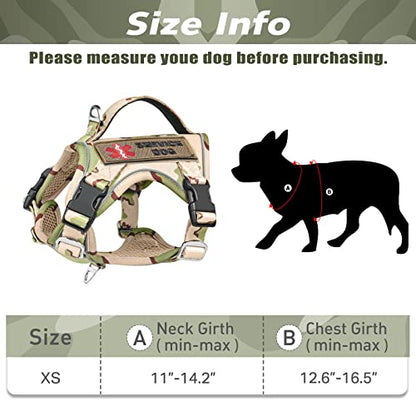 Tactical Small Dog Harness for Puppy, No Pull Military Service Dog Vest with Vertical Handle, Outdoor Training Small Puppy Vest Chihuahua Harness (Desert Green, XS) - color: Desert Green