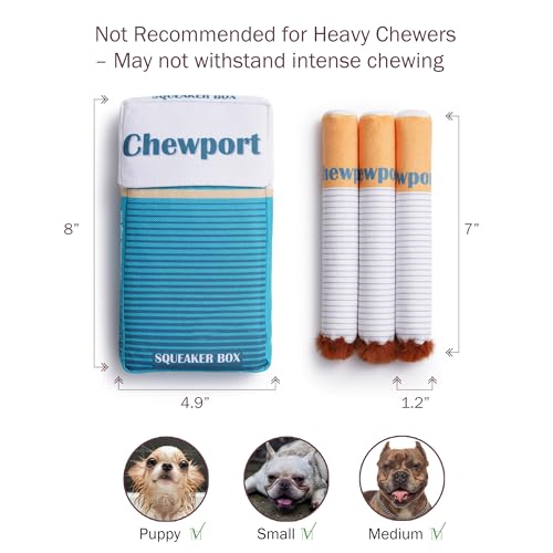 Nocciola Squeaky Sounds Puff Stick Toys, Funny Interactive Plush Dog Toys, Pitbull Husky Frenchie Pug Puppy Toys for Small to Medium Breed, Dog Accessories Boy Gifts- Chewport